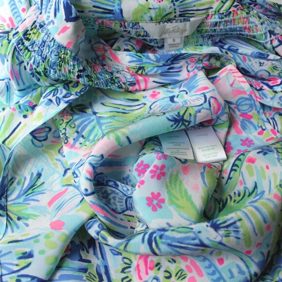 New Lilly Pulitzer Elsa Silk Top, MULTI-LILLYS HOUSE ANNIVERSARY ELSA - Picture 8 of 9